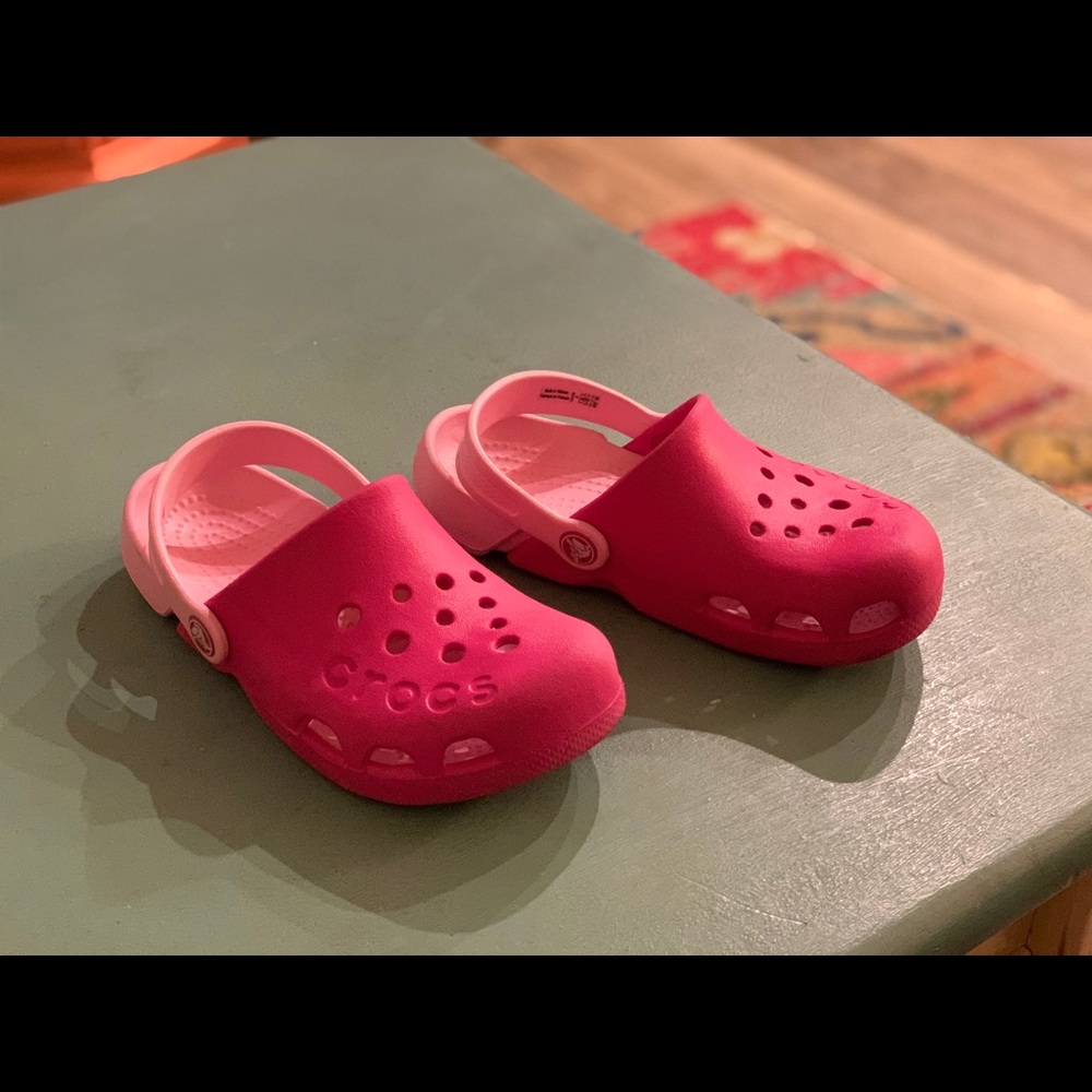 Girls  pink Crocs size 1.